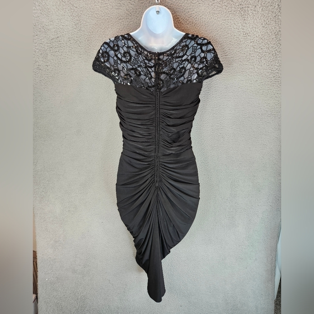 Tadashi Shoji Womens Formal Ruched Jersey Illusion Bodice Sheath Dress Sz M - Picture 7 of 14